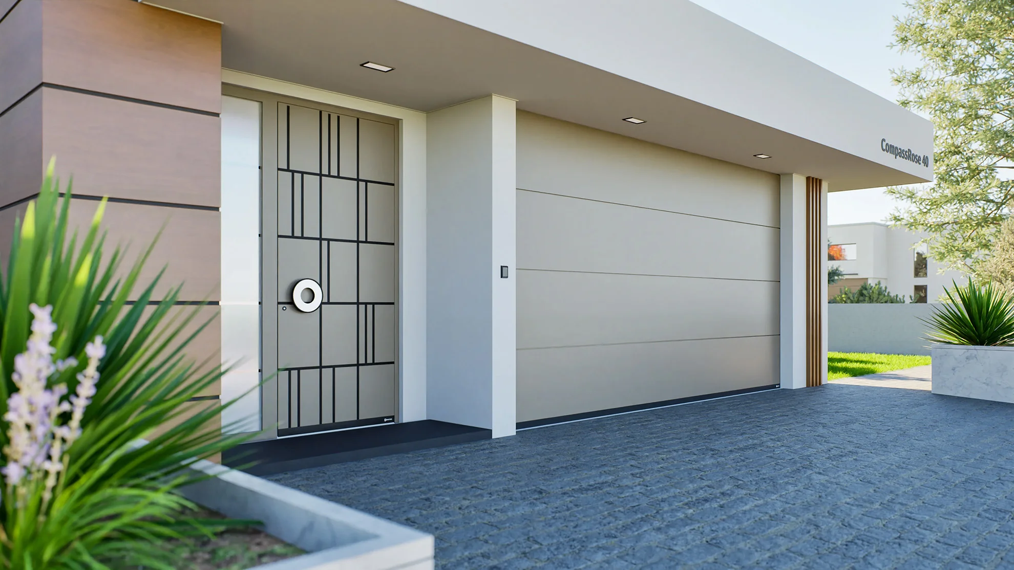 Modern villa med Drutex D-GATE garageport